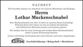 Traueranzeige Lothar Muckenschnabel