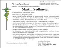Traueranzeige Martin Sedlmeier