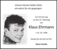 Traueranzeige Klaus Ehrmann