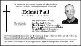 Traueranzeige Helmut Paul