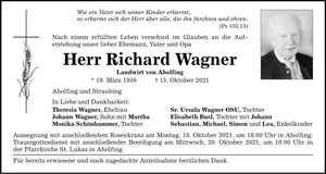 Traueranzeige Richard Wagner