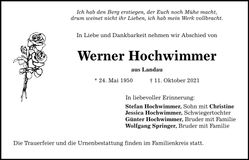 Traueranzeige Werner Hochwimmer