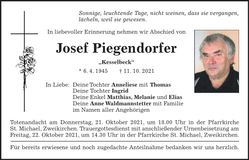 Traueranzeige Josef Piegendorfer