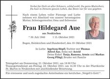 Traueranzeige Hildegard Aue