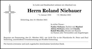 Traueranzeige Roland Niebauer