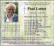 Traueranzeige Paul Lotter