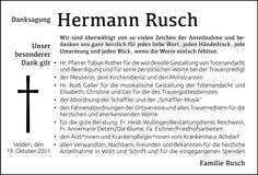 Traueranzeige Hermann Rusch
