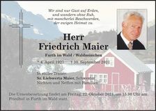Traueranzeige Friedrich Maier
