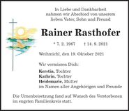 Traueranzeige Rainer Rasthofer