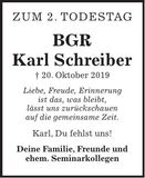 Traueranzeige Karl Schreiber