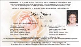 Traueranzeige Rosa Greiner