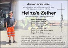 Traueranzeige Heinz/e Zeiher
