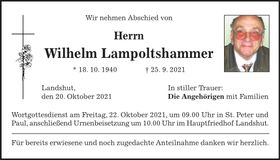 Traueranzeige Wilhelm Lampoltshammer