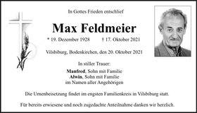 Traueranzeige Max Feldmeier