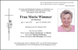Traueranzeige Maria Wimmer