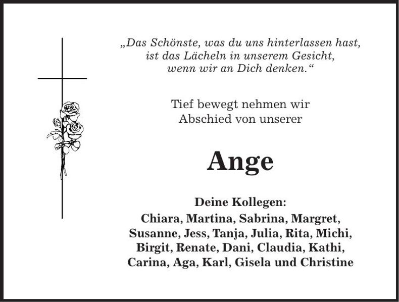Traueranzeige Ange Singer