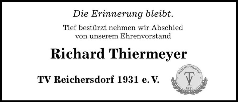 Traueranzeige Richard Thiermeyer