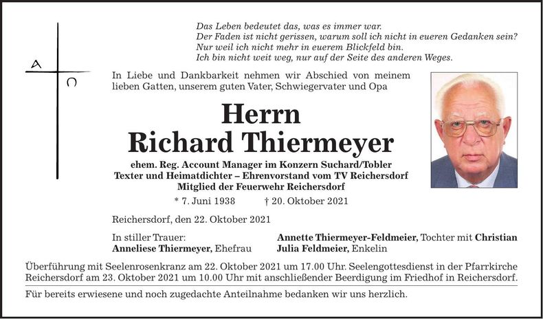 Traueranzeige Richard Thiermeyer
