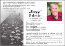 Traueranzeige Gogg Primbs