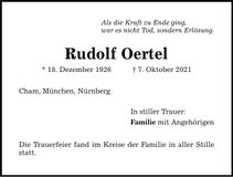 Traueranzeige Rudolf Oertel
