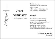 Traueranzeige Josef Schüssler