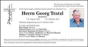 Traueranzeige Georg Tratzl