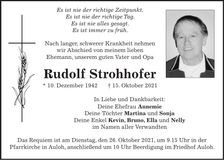 Traueranzeige Rudolf Strohhofer