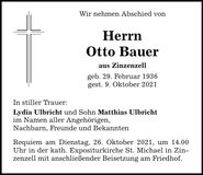 Traueranzeige Otto Bauer