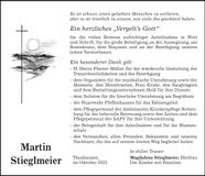 Traueranzeige Martin Stieglmeier