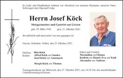 Traueranzeige Josef Köck