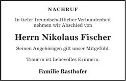 Traueranzeige Nik Fischer