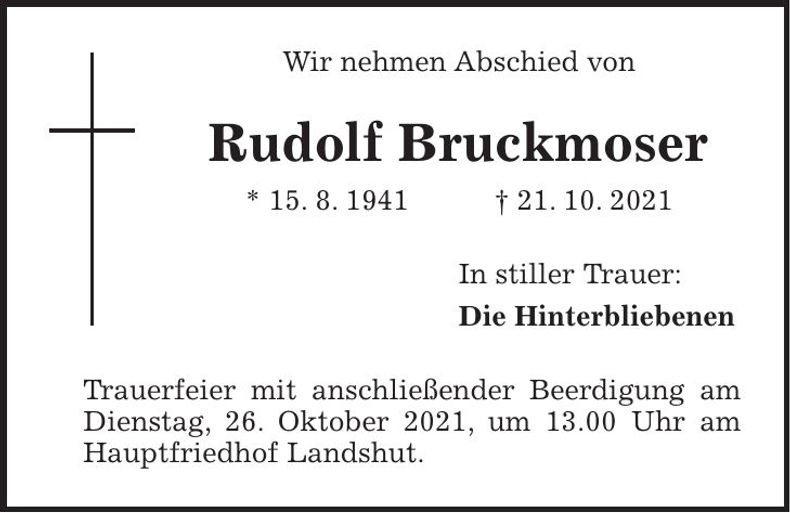 Traueranzeige Rudolf Bruckmoser