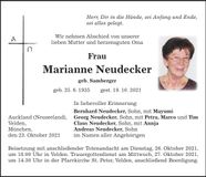 Traueranzeige Marianne Neudecker