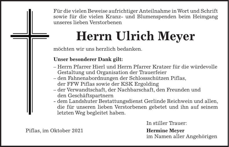 Traueranzeige Ulrich Meyer