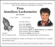 Traueranzeige Anneliese Lackermeier