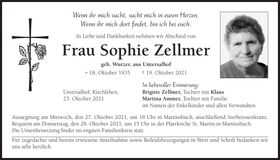 Traueranzeige Sophie Zellmer