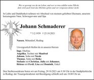 Traueranzeige Johann Schmaderer