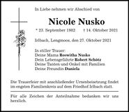 Traueranzeige Nicole Nusko