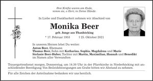 Traueranzeige Monika Beer