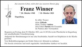 Traueranzeige Franz Winner