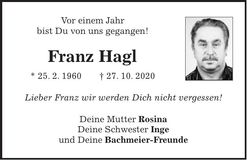 Traueranzeige Franz Hagl