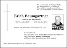Traueranzeige Baumgartner Erich