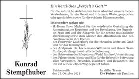 Traueranzeige Konrad Stempfhuber