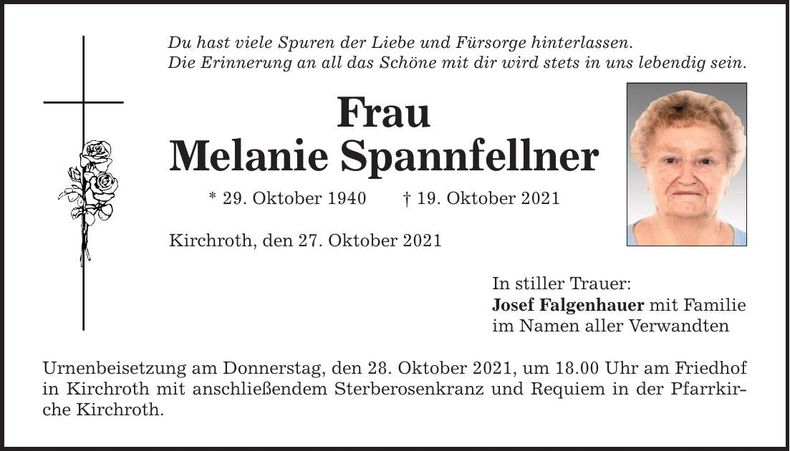 Traueranzeige Melanie Spannfellner