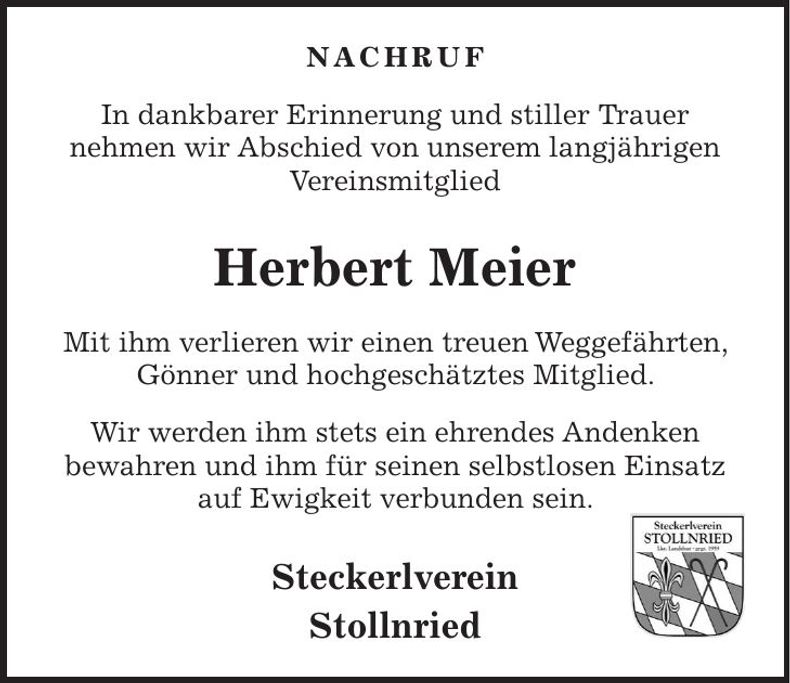 Traueranzeige Herbert Meier