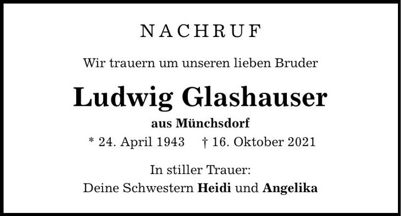 Traueranzeige Ludwig Glashauser