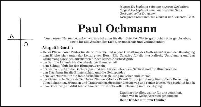 Traueranzeige Paul Ochmann