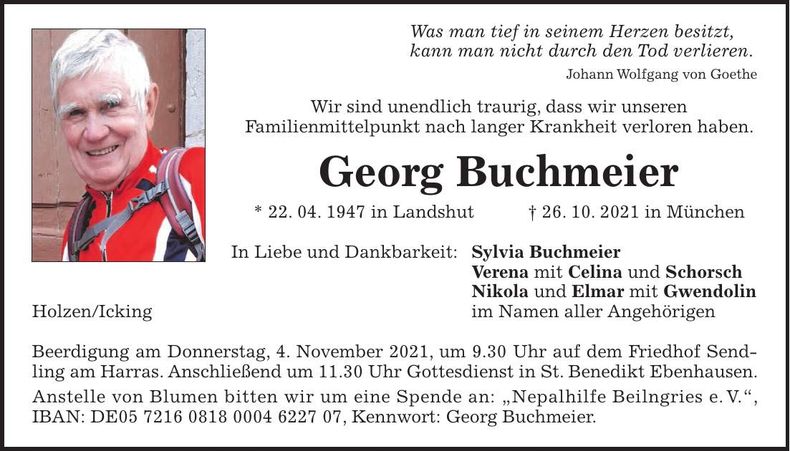 Traueranzeige Georg Buchmeier