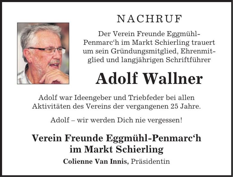 Traueranzeige Adolf Wallner