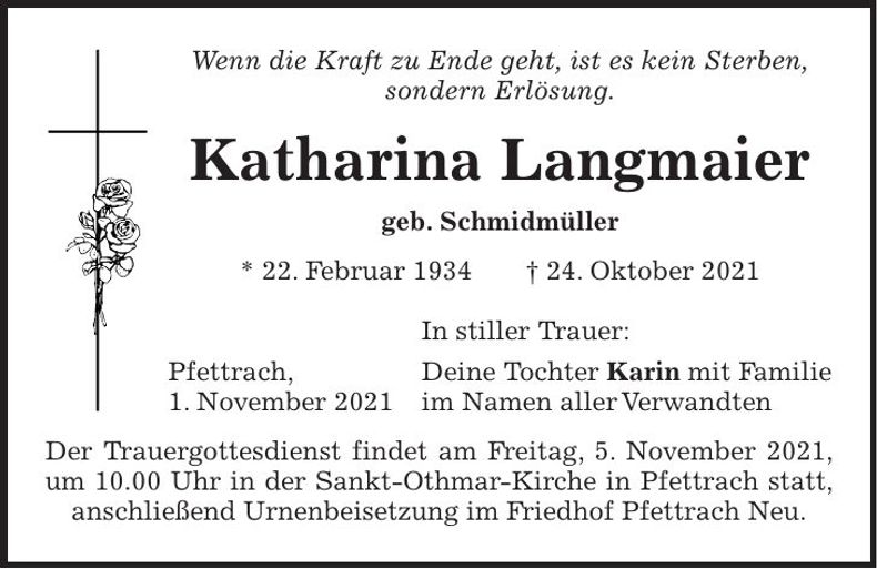 Traueranzeige Katharina Langmaier